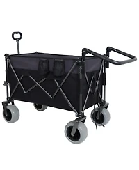Mountaintop Multi-Functional Push-Pull Folding Wagon Cart, Rotating Handle,9"x4" Tires,400L Large Capacity for Beach, Groceries, Outdoor Transport