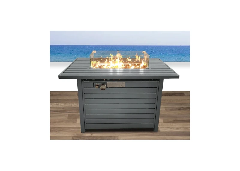 Mondawe 42" Steel Propane Fire Pit Table with Lid, 50000 Btu Outdoor Fire Table