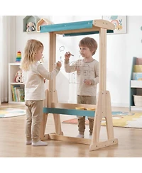 Sugift Kids Wooden Double-Sided Art Easel with Transparent Board and Paper Roll Ages 3