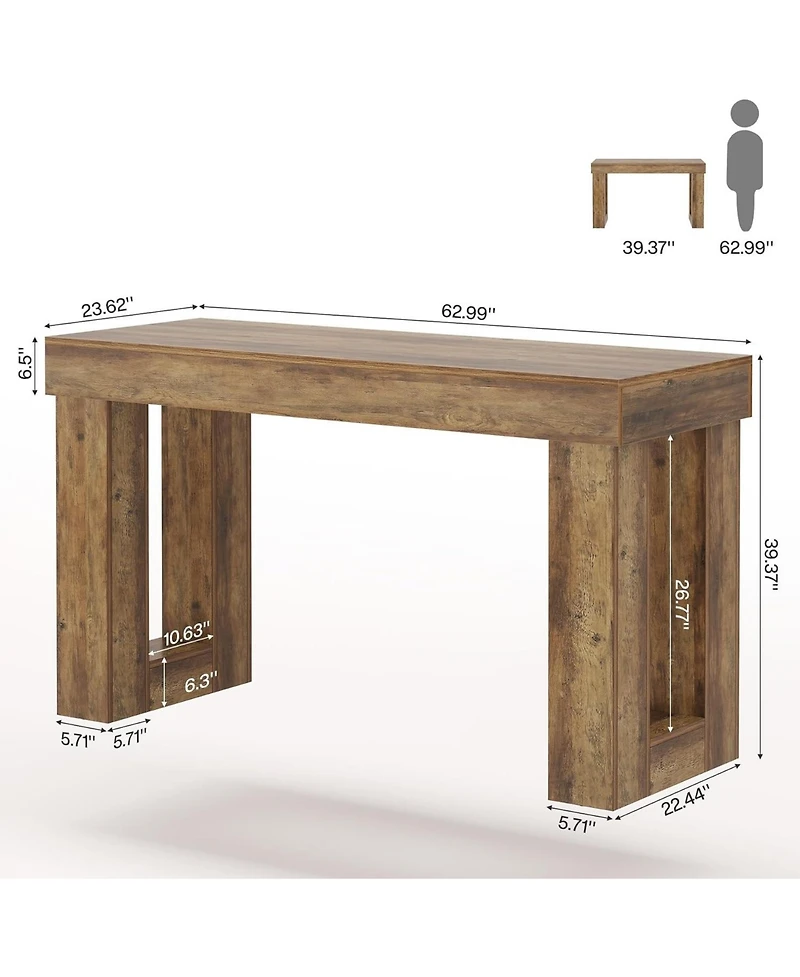 Tribesigns 63" Counter Height Bar Table, Wooden High Top