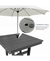 Innovaze 5-Piece Hdpe Weather Resistant Patio Dining Set, Poly Lumber Table and Chairs with Umbrella Hole for Outdoor Garden Yard Lawn (Slat)