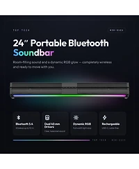 Top Tech Kik-2121 24-Inch Portable Bluetooth Soundbar with Rechargeable Battery