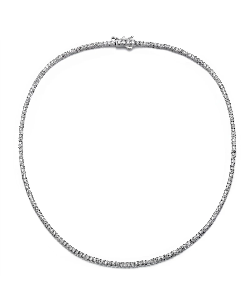 Sterling Silver White Gold Plated Cubic Zirconia 2MM Tennis Necklace
