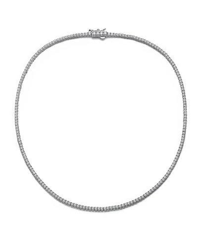 Sterling Silver White Gold Plated Cubic Zirconia 2MM Tennis Necklace