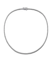 Sterling Silver White Gold Plated Cubic Zirconia 2MM Tennis Necklace