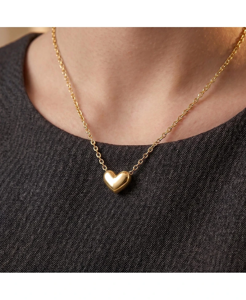 GiGiGirl Minimalist Heart Pendant Necklace White Gold Plated, 14K or 18K Rose Plated