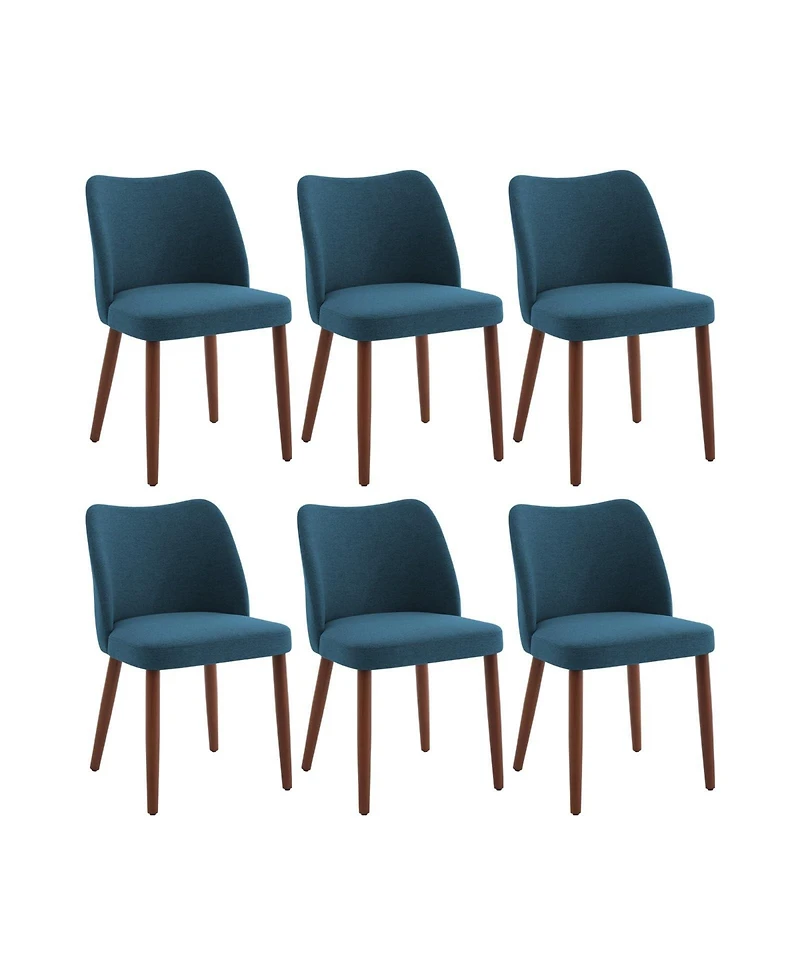 homfan Set of 6 Upholstered Dining Chairs with Wingback Design, Thick Cushioned Seats, Sturdy Wood Legs & Leveling Feet