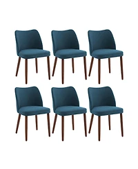 homfan Set of 6 Upholstered Dining Chairs with Wingback Design, Thick Cushioned Seats, Sturdy Wood Legs & Leveling Feet