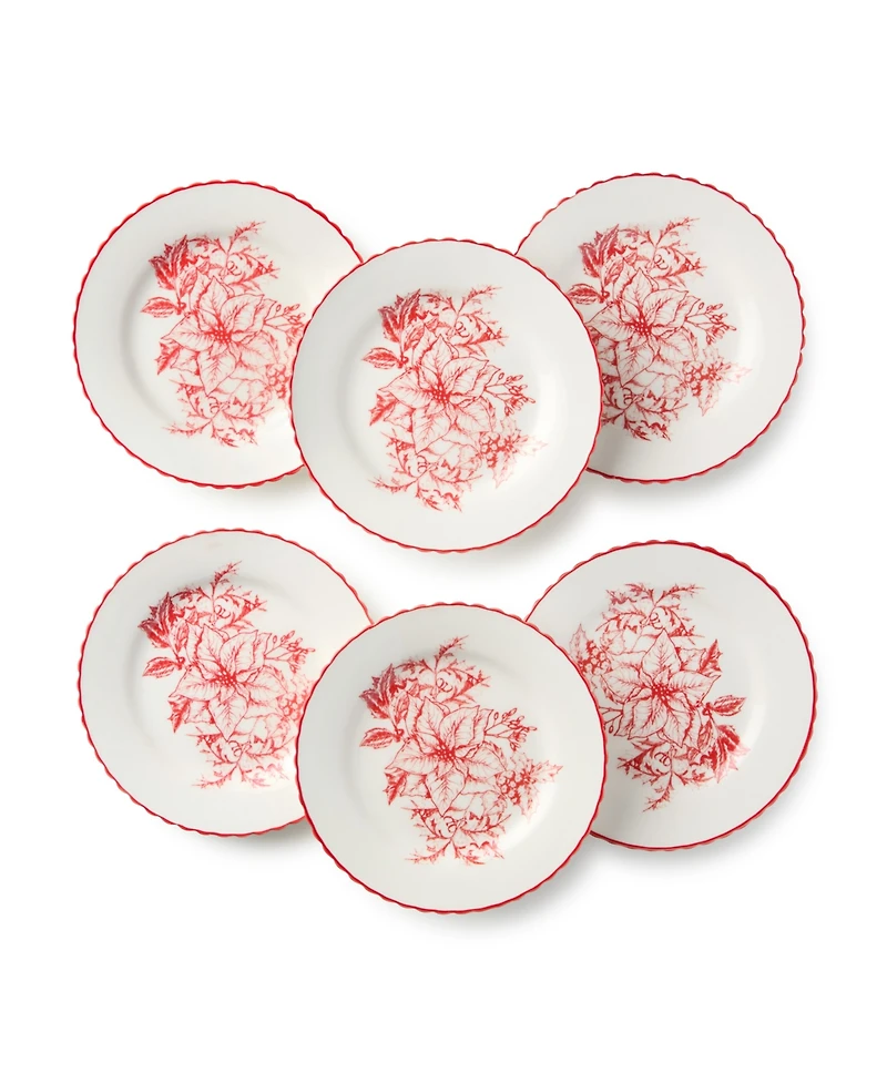 Certified International Crimson Noel Canape Plates, Set of 6