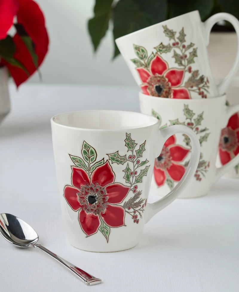Certified International Festive Blooms Mugs, Set of 4