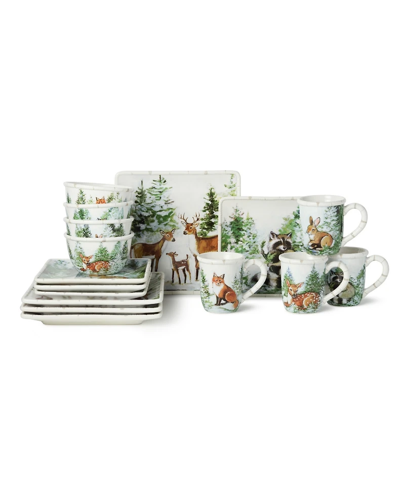 Certified International Winter Cabin 16-Piece Dinnerware Set, Service For 4