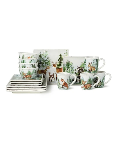 Certified International Winter Cabin 16-Piece Dinnerware Set, Service For 4