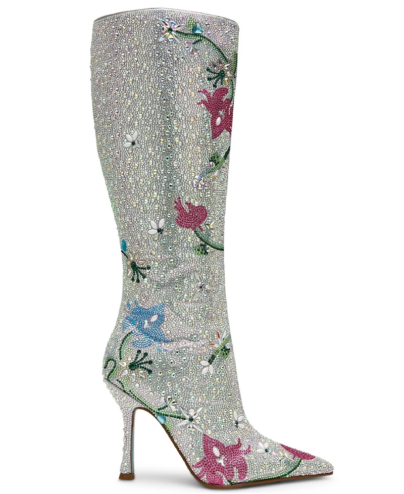 Betsey Johnson Women's Rhinestone Floral Stiletto Dress Boots
