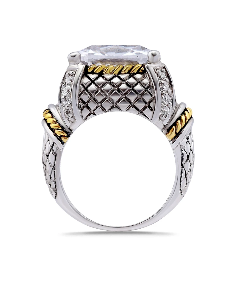 Macy's Cushion Cut Cubic Zirconia Oxidized Accents Statement Ring