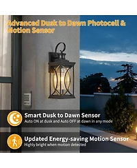 Asagikoiai 18" Dusk to Dawn Outdoor Wall Lantern, 3-Mode Motion Sensor Exterior Fixture