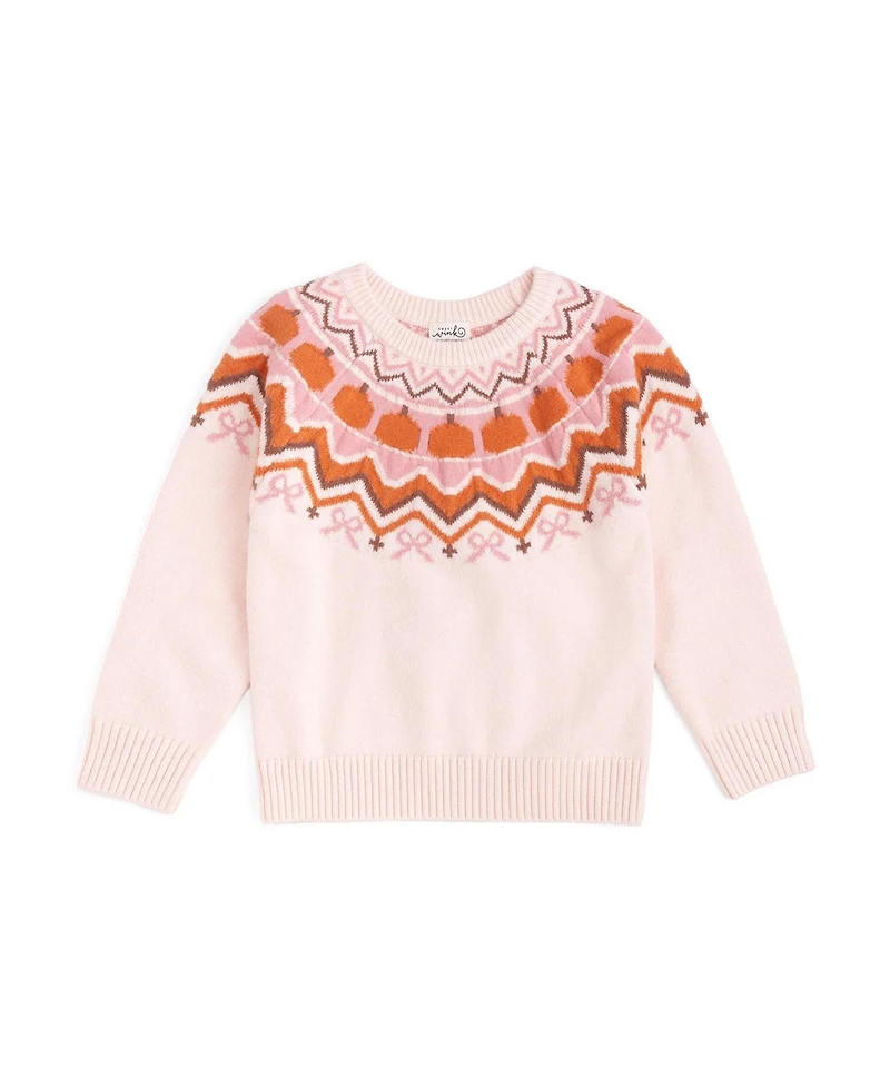 Sweet Wink Big Girls Pumpkin Fair Isle Sweater