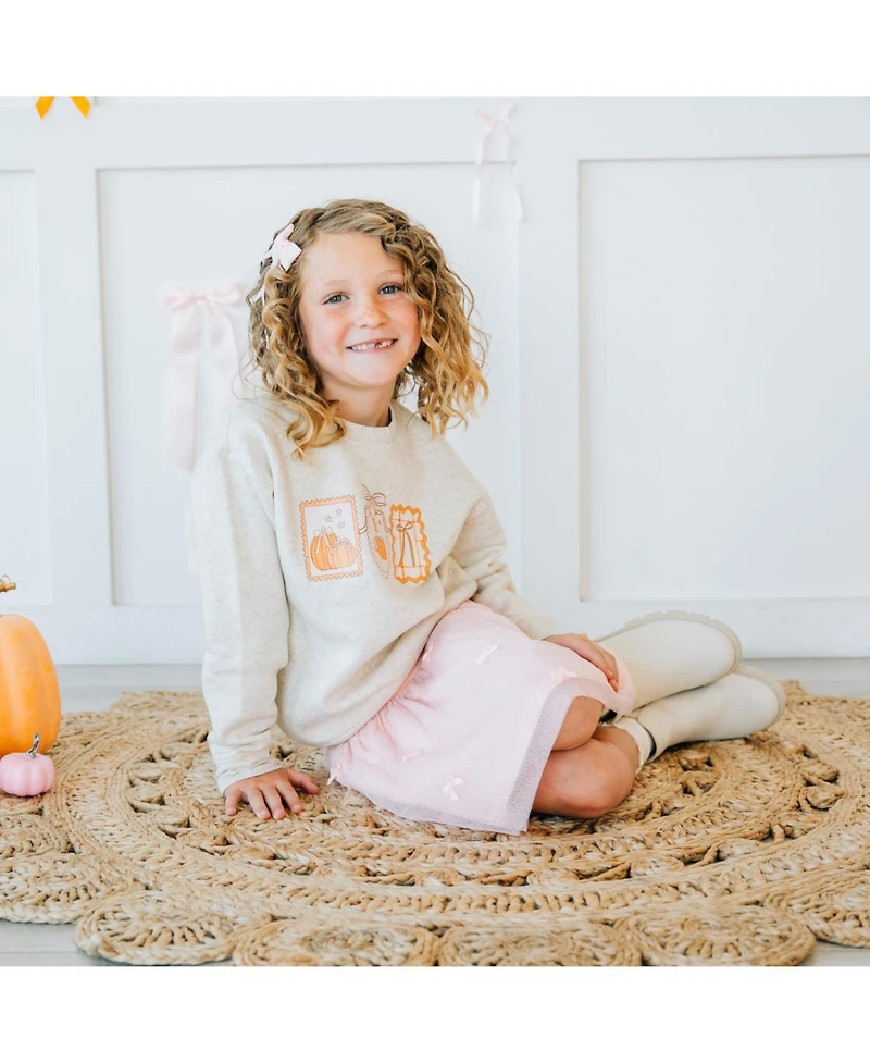 Sweet Wink Little Girls Pumpkin Cameo Sweatshirt
