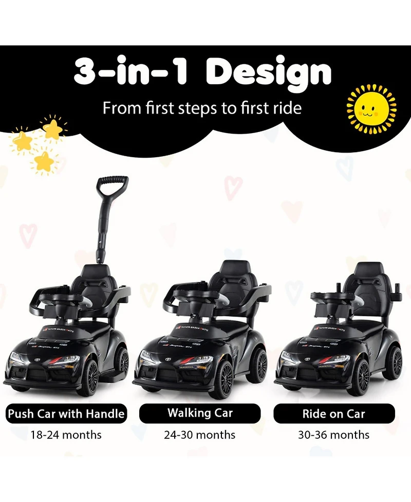 Hongge 3-in-1 Toddler Foot-to-Floor Sliding Car Ride-On, 44 lbs. Capacity, Ages 18 Months–5 Years