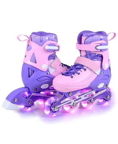 Hongge Light-Up Adjustable Inline Skates, Sizes 13.5C-3, Ages 5-7