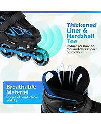 Hongge Adjustable Kids Inline Skates, Us 10C-13C, Triple Safety Closure, Illuminating Wheels, Ages 5-7