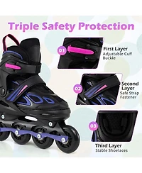 Hongge 4-Size Adjustable Light-Up Wheel Inline Skates, Ages 7+