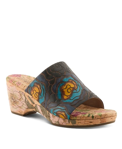 L'Artiste Women's Niceneasy Slide with Hand-Painted Design