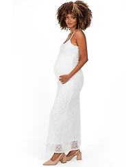 Pinkblush Maternity Sleeveless Lace Square-Neck Maxi Dress