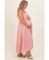 Pinkblush Maternity Tiered Smocked Square Neck Maxi Dress