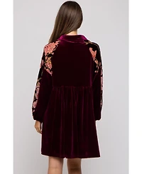 Pinkblush Maternity Velvet Floral Long-Sleeve Dress