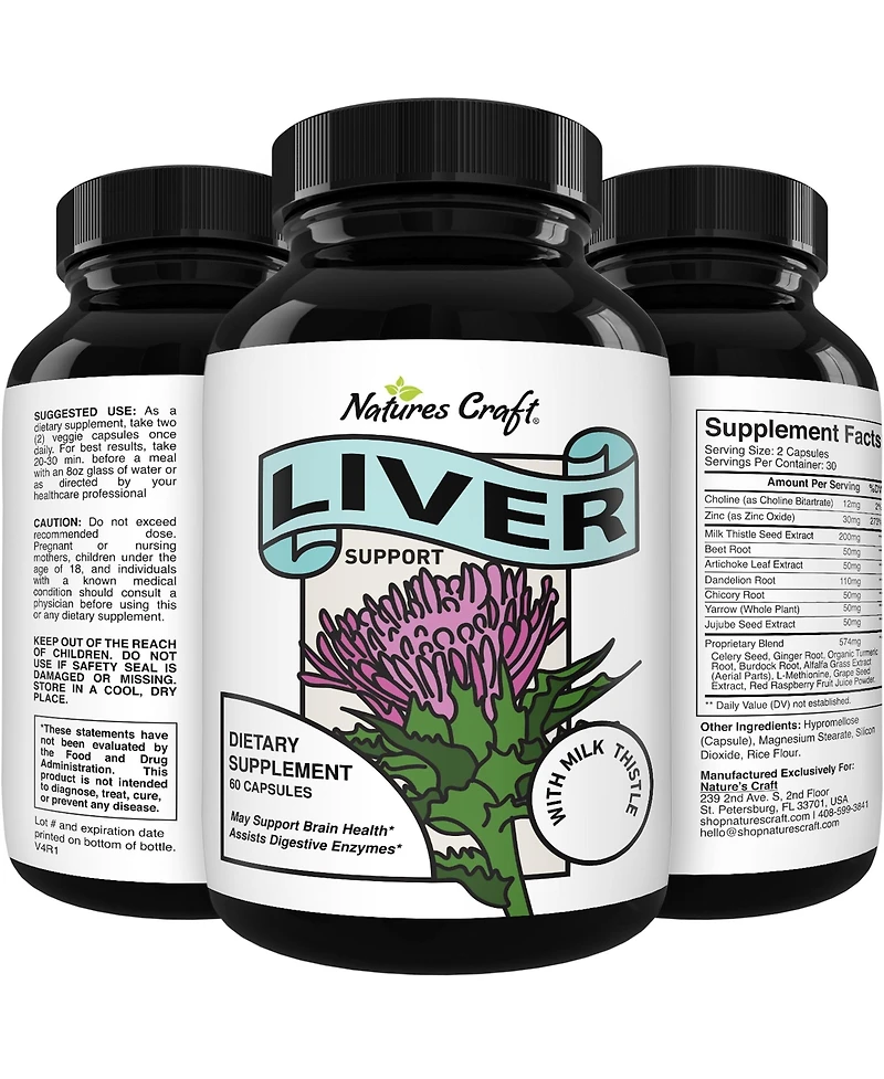 Liver Support Supplement, Support Gut Health, Nature's Craft, 60ct.