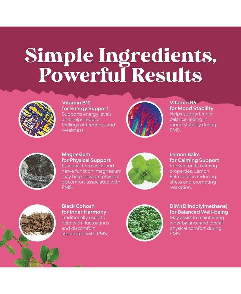 Nature's Craft Pms Support Supplement for Women - Hormone Balance with Dim, Chasteberry, Black Cohosh & Ashwagandha