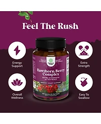 Extra Strength Hawthorn Berry Capsules - Antioxidant Supplement with Leaf & Flower Extract 4:1 for Healthy Heart & Digestion