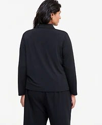 I.n.c. International Concepts Plus Size Long-Sleeve Collared Keyhole Hardware Blouse, Macy's Exclusive