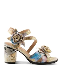 L'Artiste Women's Spring Step Flowerpower Strappy Sandal with Rosette Vamp
