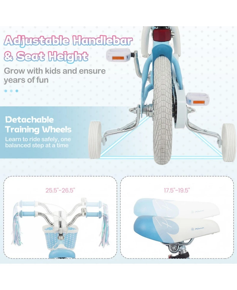 Hongge 12-Inch Kids Bike with Enclosed Chain Guard and Training Wheels, 110 lbs Capacity, Ages 3-4