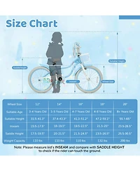 Hongge 20-Inch Kids Bike with Adjustable Saddle, Front Basket & Enclosed Chain Case, 200 lbs Capacity, Ages 8+