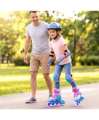 Hongge 4-Size Adjustable Inline Skates with Light-Up Wheels, Ages 7-9