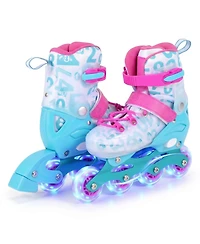Hongge 4-Size Adjustable Inline Skates with Light-Up Wheels, Ages 7-9