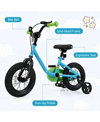 Hongge 12-Inch Kids Bike with Training Wheels Adjustable Seat and Dual Brakes Ages 3-4