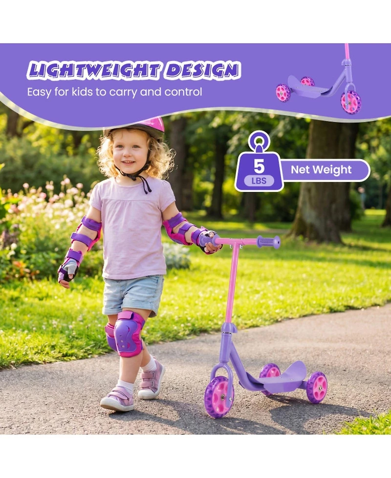 Hongge 3-Wheel Kids Scooter with Led Light-Up Wheels, Ages 2+