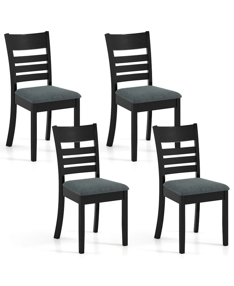 Sugift Wooden Upholstered Kitchen Chairs Set of 4 with Curved Slat