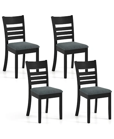 Sugift Wooden Upholstered Kitchen Chairs Set of 4 with Curved Slat