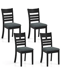 Sugift Wooden Upholstered Kitchen Chairs Set of 4 with Curved Slat