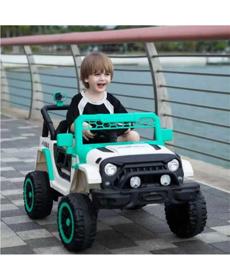 Yobtop 12V Kids Ride On Car - Remote Control Electric Toy, Spring Suspension, Led Lights and Music, Rechargeable Vehicle Gift
