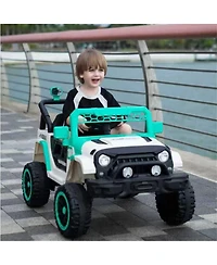 Yobtop 12V Kids Ride On Car - Remote Control Electric Toy, Spring Suspension, Led Lights and Music, Rechargeable Vehicle Gift