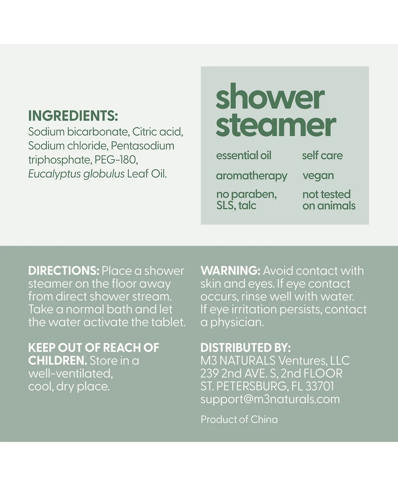M3 Eucalyptus Aromatherapy Shower Steamers, 14 Individually Wrapped Shower Tablets