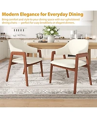 homfan Dining Chairs Set of 6 with Arms, Modern Upholstered Fabric Dining Chair, Sturdy Wood Chairs with Ergonomic Curved Backrest for Kitchen.