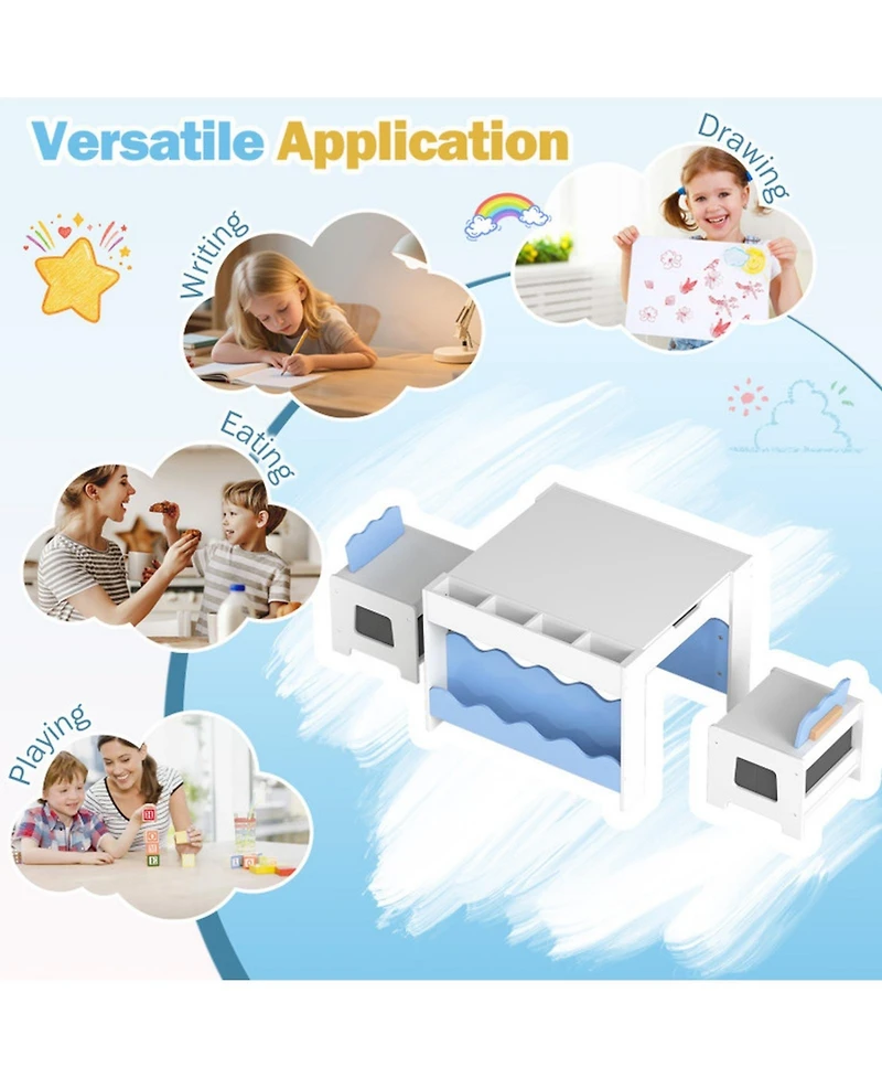 Sugift Multi-Purpose Kids Activity Table and 2-Chair Set with Double-Sided Tabletop