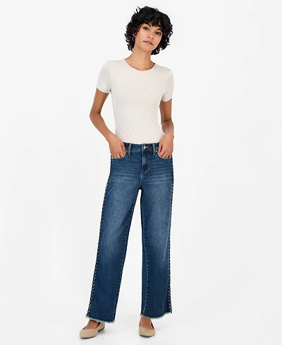 And Now This Women's Petite High-Rise Side Braid Straight-Leg Jeans, Macy's Exclusive