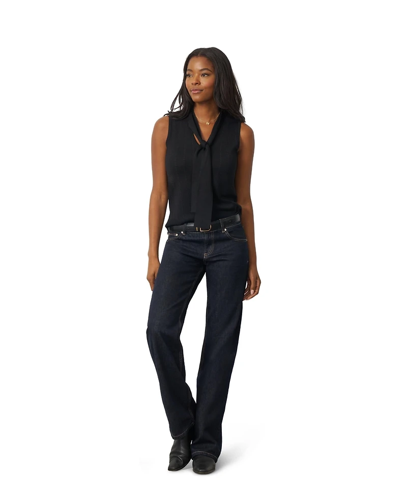 Cable & Gauge Women's Tie-Neck Sleeveless Cable-Knit Sweater